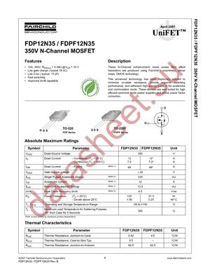 FDPF12N35 datasheet  